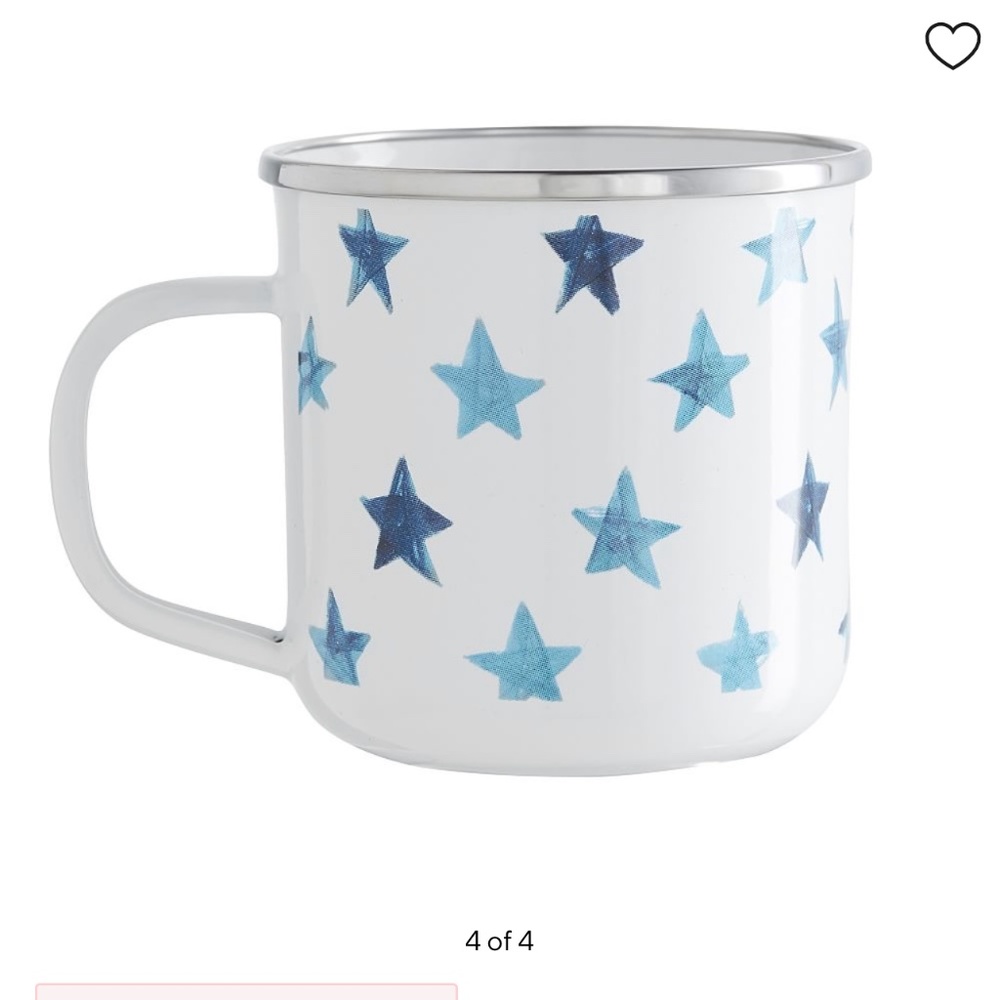 New Pottery Barn Americana Watercolor Stars Enamel Mug